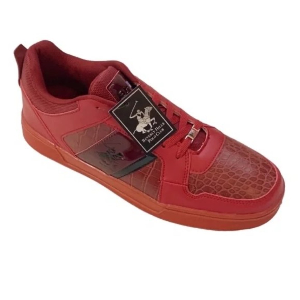 BHPC Red Faux Leather LowTop Reptile Embossed Men’s Fashion Sneakers Size 13 - Picture 1 of 7